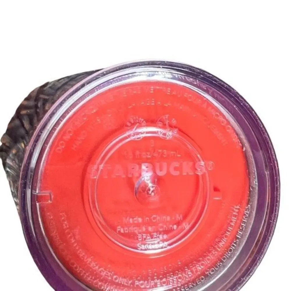 Starbucks Red Glitter Holiday 16oz Tumbler with Lid and Straw